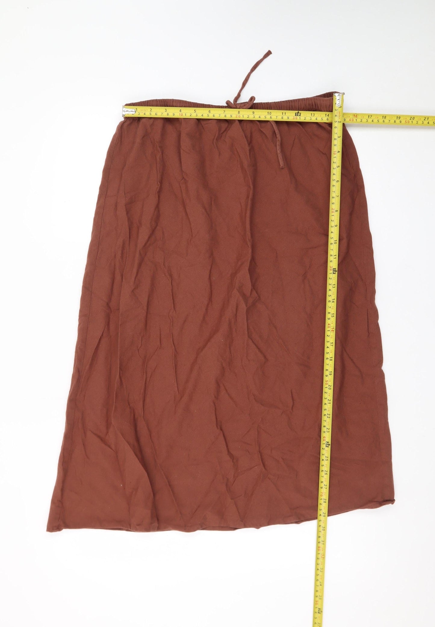 Dunnes Stores Women Brown Midi Cotton Linen Skirt Size 14
