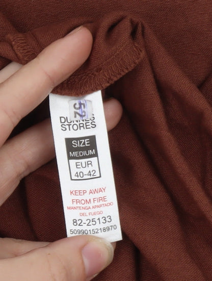 Dunnes Stores Women Brown Midi Cotton Linen Skirt Size 14
