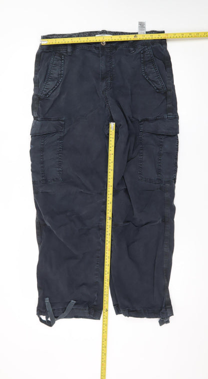 Marks and Spencer Men's Blue Cargo Trousers L Regular Fit