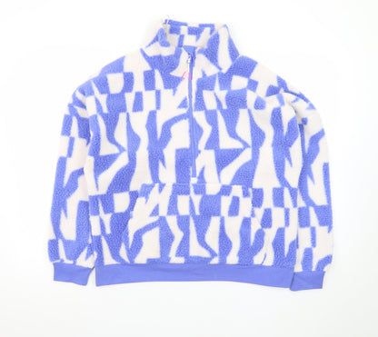 Dunnes Stores Women Blue & White Fleece Pullover Sweatshirt Small