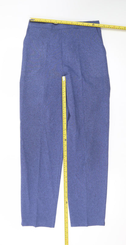 Emma Collection Women’s Blue Size 12 Polyester Elastic Waist Straight Trousers
