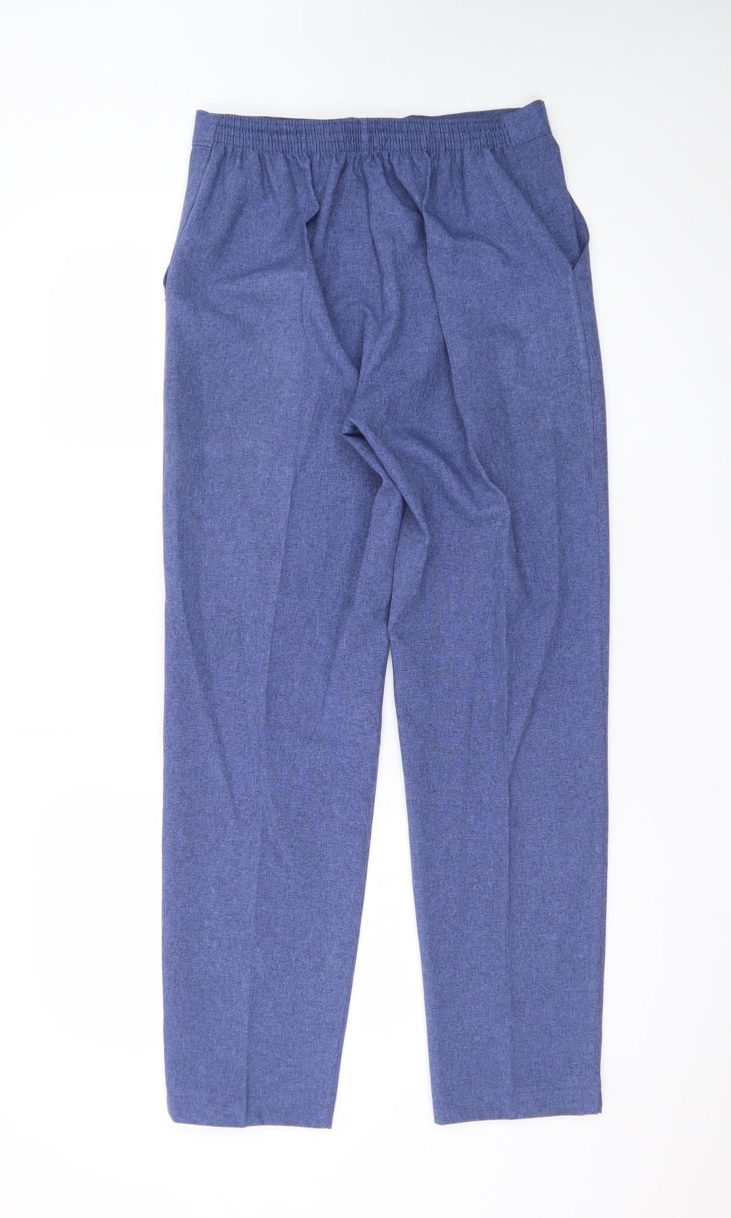 Emma Collection Women’s Blue Size 12 Polyester Elastic Waist Straight Trousers
