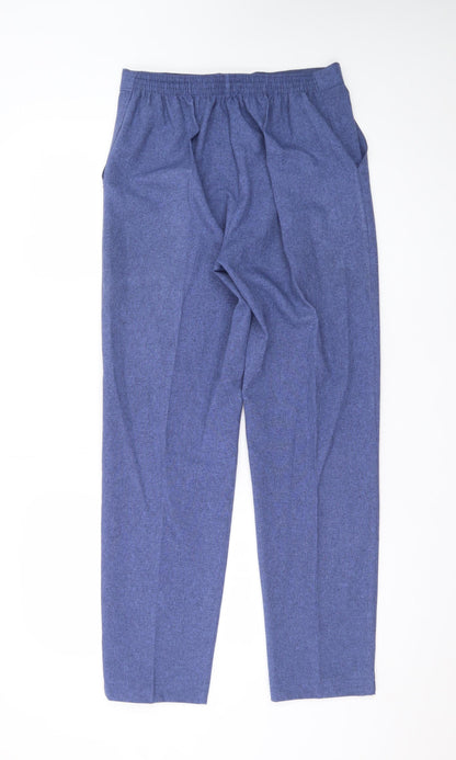 Emma Collection Women’s Blue Size 12 Polyester Elastic Waist Straight Trousers