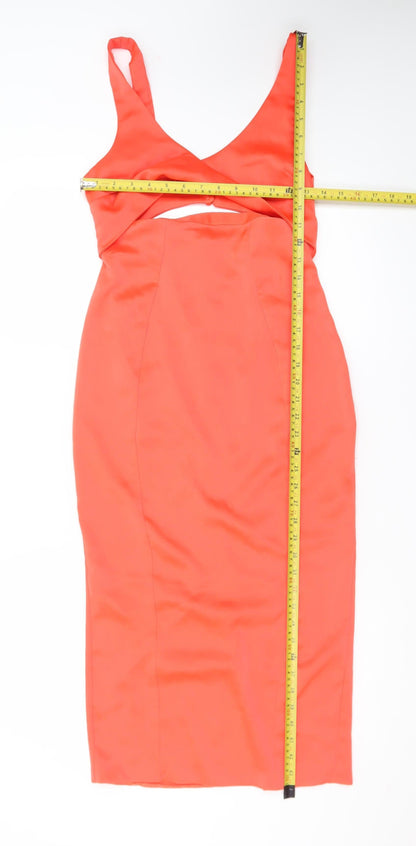 ASOS Women’s Orange Size 8 Bodycon Midi Dress with Cut Out Detail