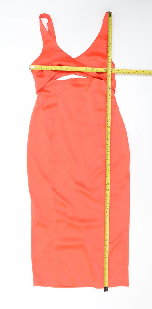 ASOS Women’s Orange Size 8 Bodycon Midi Dress with Cut Out Detail