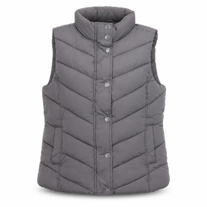 Gap Women's Grey Quilted Puffer Waistcoat L Sleeveless Casual Vest