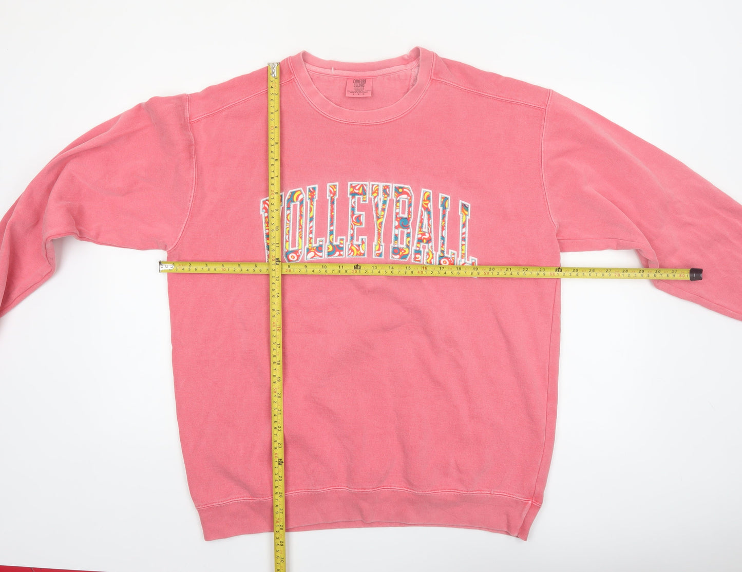Comfort Colors Unisex Pink Volleyball Graphic Pullover Sweatshirt L