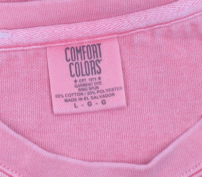 Comfort Colors Unisex Pink Volleyball Graphic Pullover Sweatshirt L