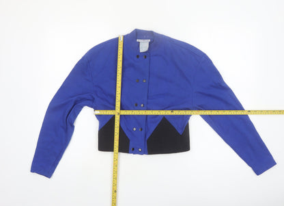 Le Chateau Women's Blue Cropped Button-Up Cotton Blend Jacket Size S