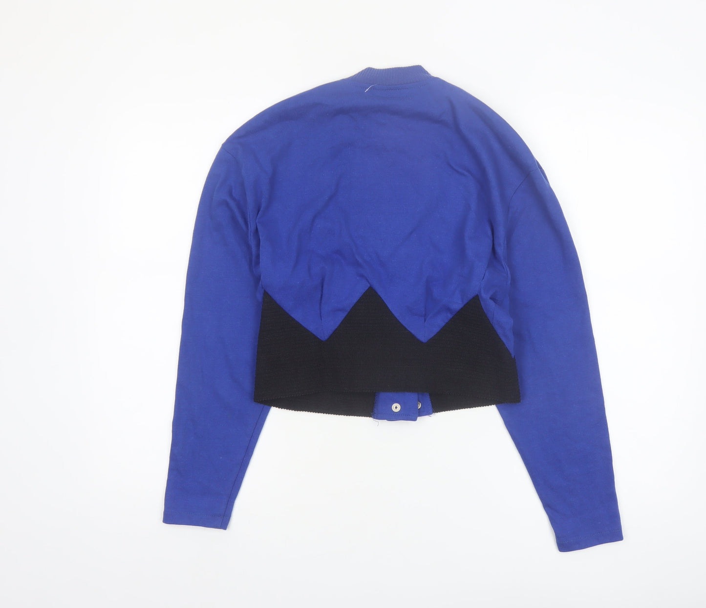 Le Chateau Women's Blue Cropped Button-Up Cotton Blend Jacket Size S