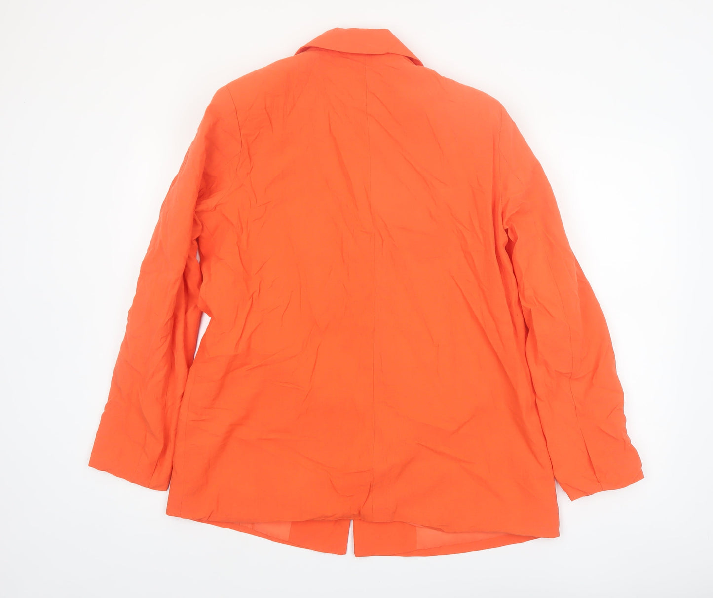 PrettyLittleThing Women Orange Single-Breasted Blazer UK 10 Cotton