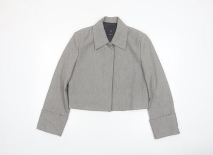 Mango Women's Grey Cropped Blazer Size M Regular Single-Breasted