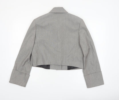 Mango Women's Grey Cropped Blazer Size M Regular Single-Breasted