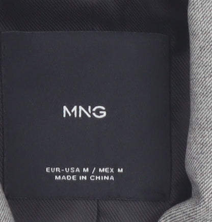Mango Women's Grey Cropped Blazer Size M Regular Single-Breasted
