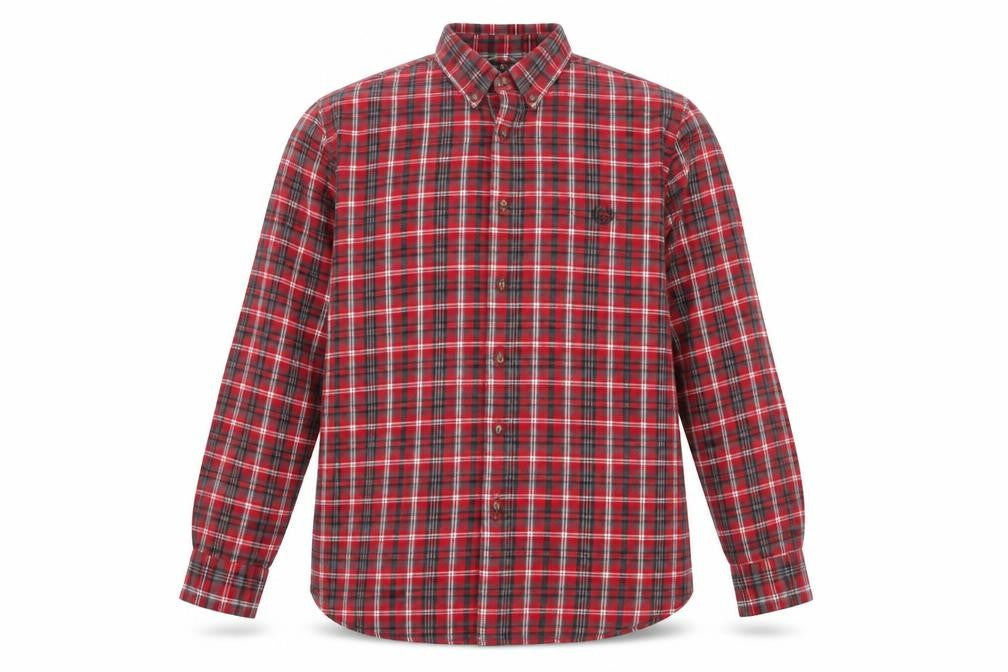 Chaps Men's Red Plaid Cotton Flannel Long Sleeve Button-Up Shirt Size M