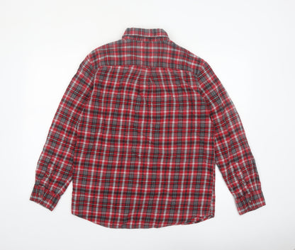 Chaps Men's Red Plaid Cotton Flannel Long Sleeve Button-Up Shirt Size M