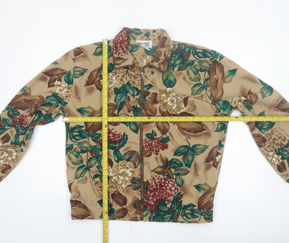 Teddi Womens Beige Floral Bomber Jacket Size L Lightweight Zip Up