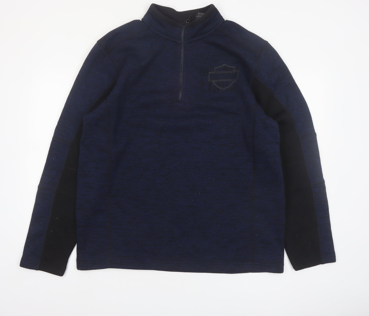Harley-Davidson Men's Blue L 1/4 Zip Fleece Pullover Sweatshirt