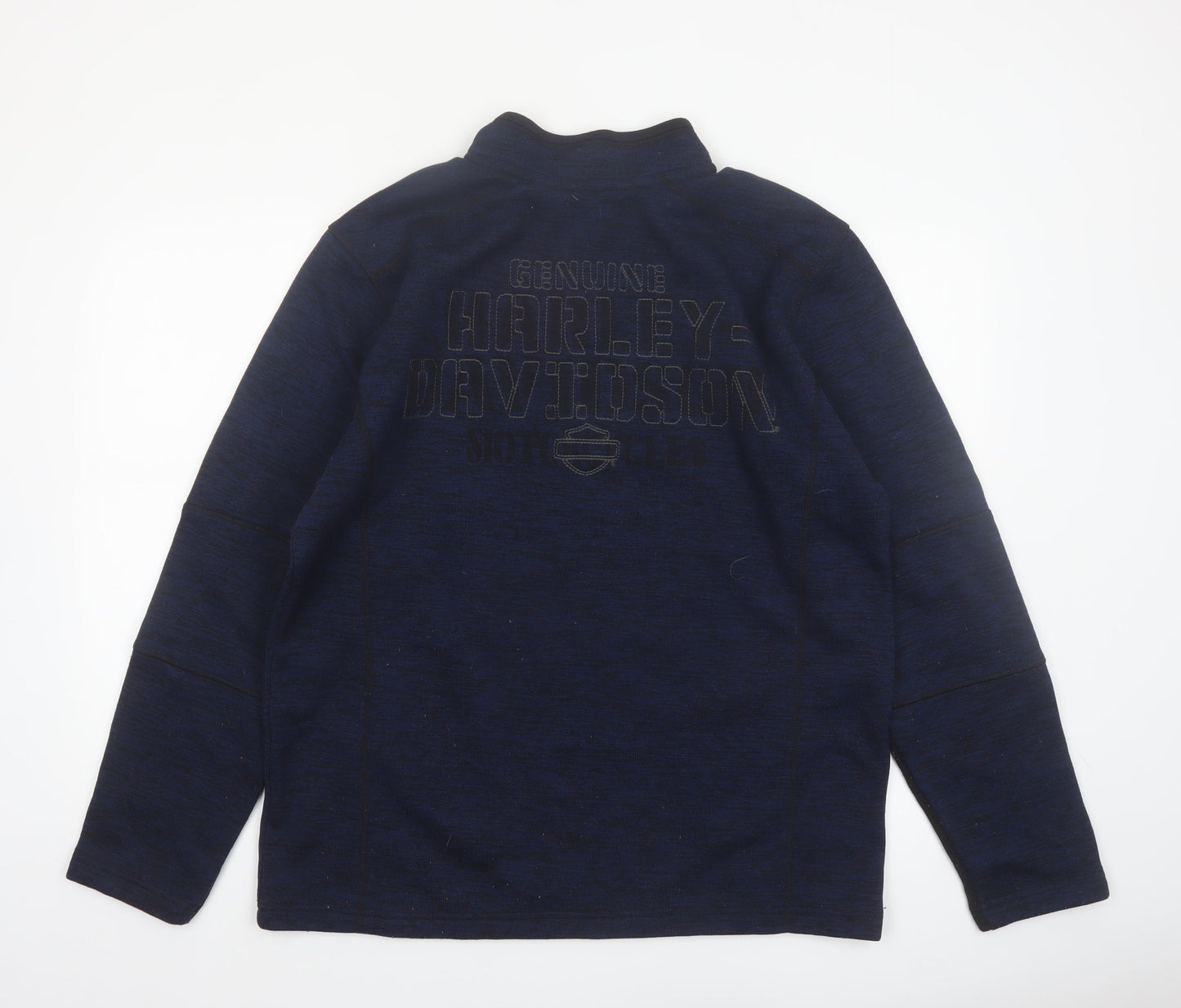 Harley-Davidson Men's Blue L 1/4 Zip Fleece Pullover Sweatshirt