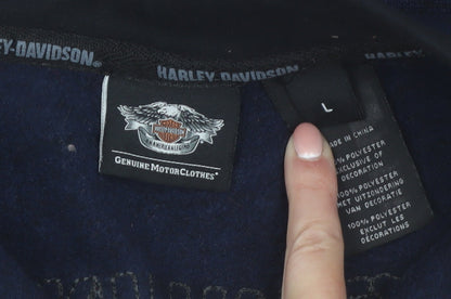 Harley-Davidson Men's Blue L 1/4 Zip Fleece Pullover Sweatshirt