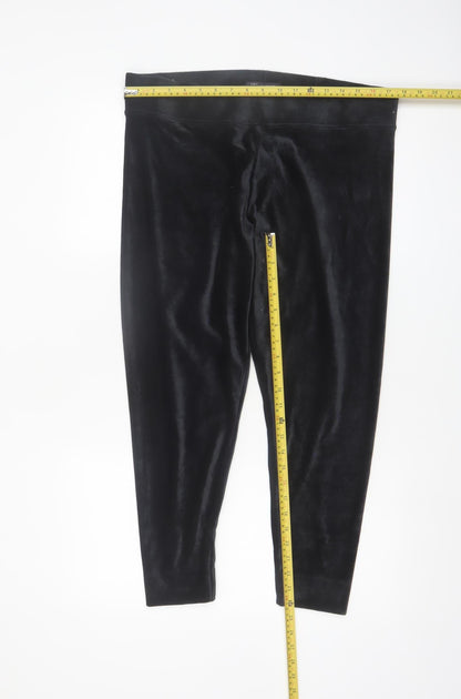 Marks and Spencer Women's Black Velvet Leggings Size 18 Short