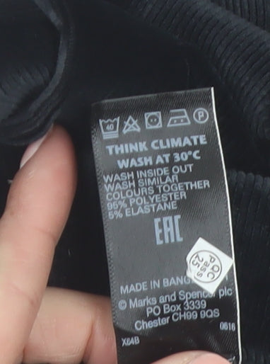 Marks and Spencer Women's Black Velvet Leggings Size 18 Short