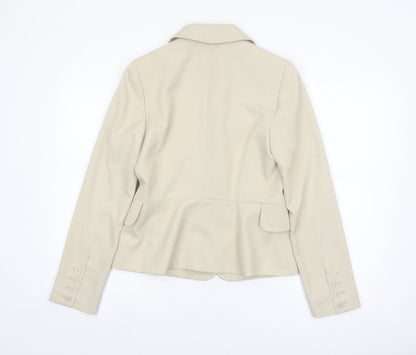MNG Suit Beige Women's Blazer Jacket Size 12 Classic Fit Single-Breasted