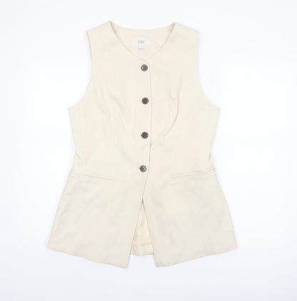 Marks and Spencer Women Beige Size 12 Sleeveless Suit Waistcoat