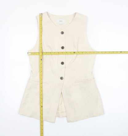 Marks and Spencer Women Beige Size 12 Sleeveless Suit Waistcoat