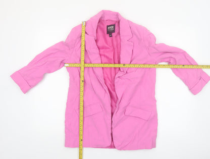 River Island Women Pink Size 8 Single-Breasted Long Blazer Jacket