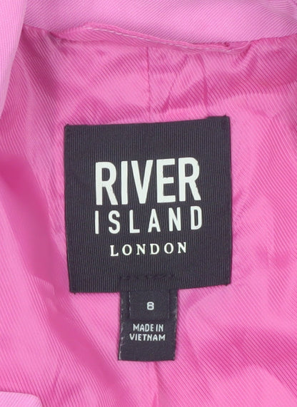 River Island Women Pink Size 8 Single-Breasted Long Blazer Jacket