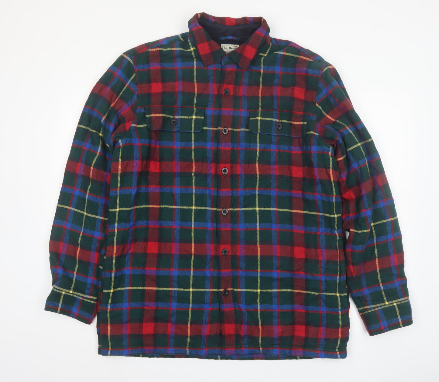 L.L.Bean Men's Multicoloured Flannel Button-Up Shirt M Classic Fit