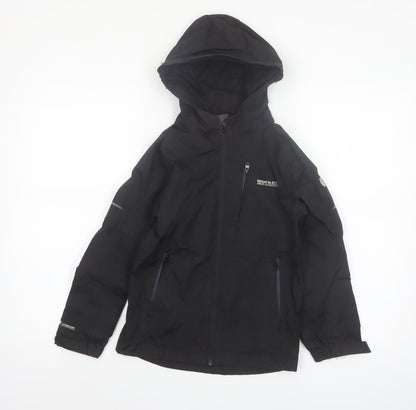 Regatta Boys Black Waterproof Hooded Rain Coat Jacket 7-8 Years