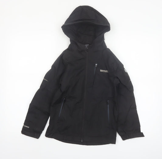 Regatta Boys Black Waterproof Hooded Rain Coat Jacket 7-8 Years