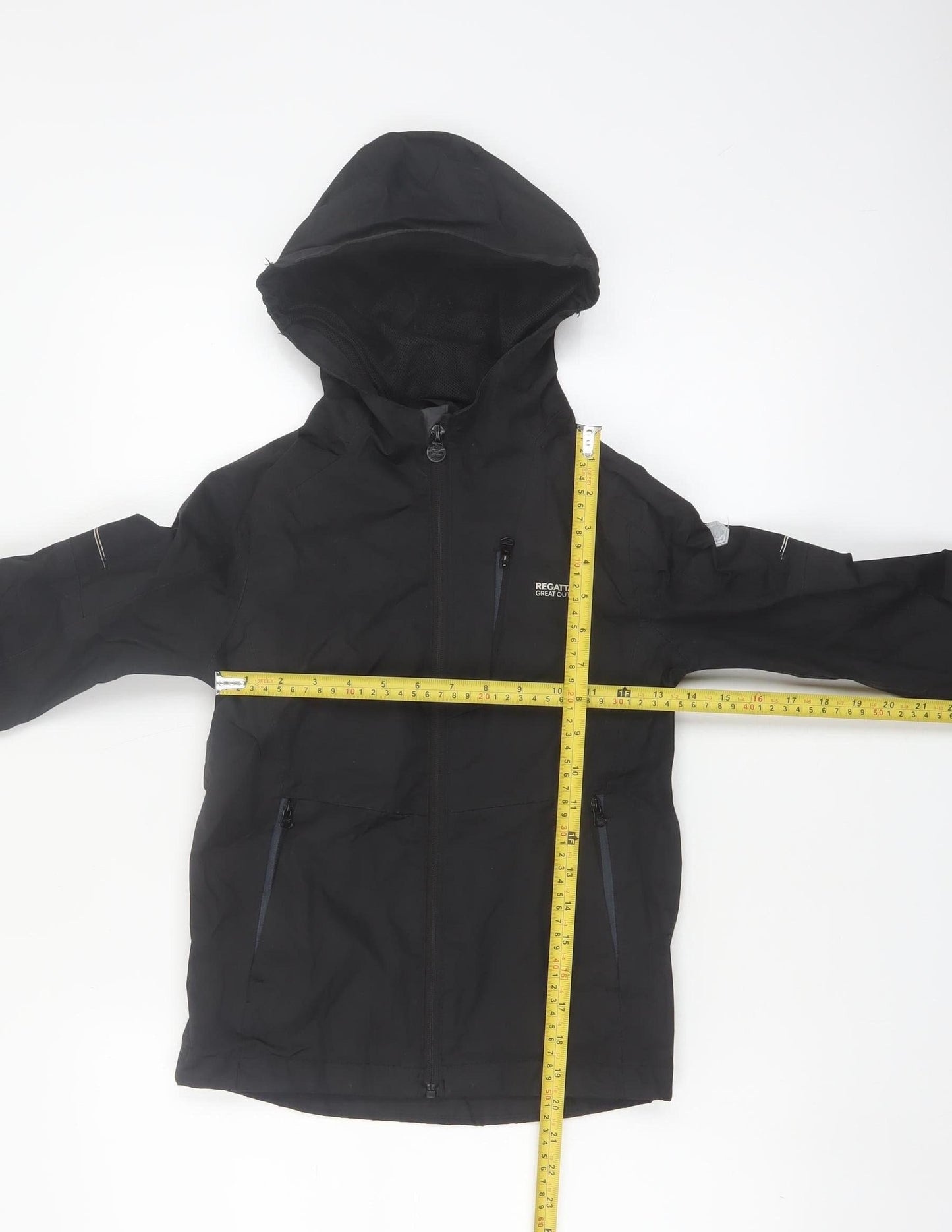 Regatta Boys Black Waterproof Hooded Rain Coat Jacket 7-8 Years