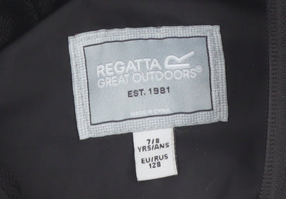 Regatta Boys Black Waterproof Hooded Rain Coat Jacket 7-8 Years