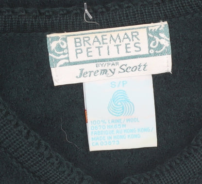Braemar Petites by Jeremy Scott Women's Green Wool Cardigan Petite S
