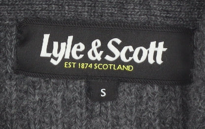 Lyle & Scott Men's Grey Wool Blend Shawl Collar Jumper Size S