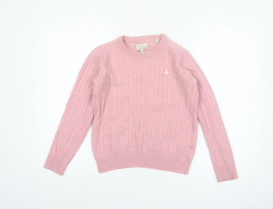 Jack Wills Women Pink Merino Wool Cable Knit Jumper Size 10