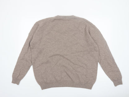 James Pringle Men’s Beige Wool V-Neck Jumper 2XL Pullover