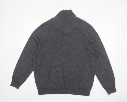 Club Room Men's Grey XL Collared Merino Wool Henley Jumper