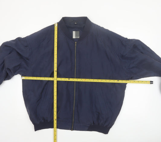 Henry Morel Men's Blue Silk Bomber Jacket XL Casual Full Zip