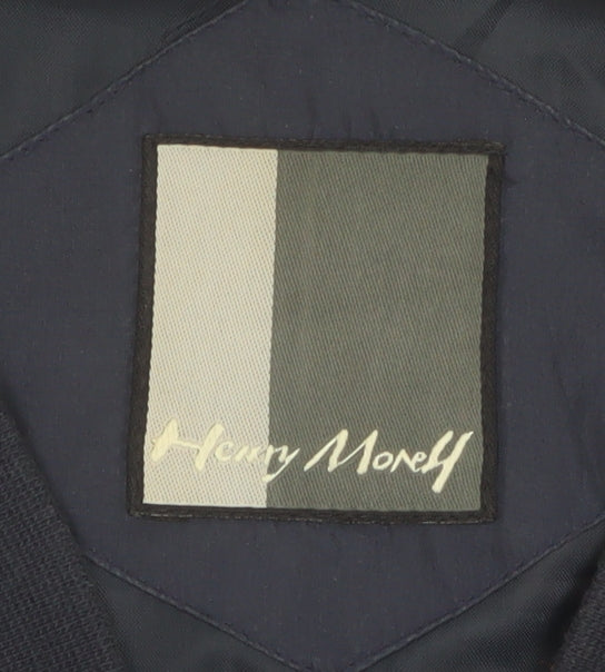 Henry Morel Men's Blue Silk Bomber Jacket XL Casual Full Zip