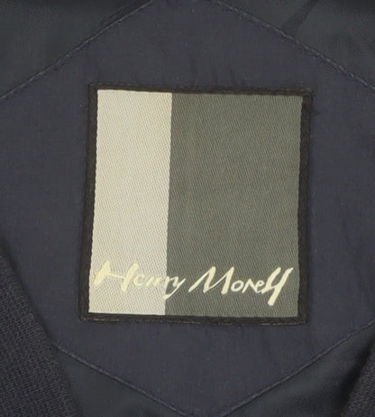 Henry Morel Men's Blue Silk Bomber Jacket XL Casual Full Zip