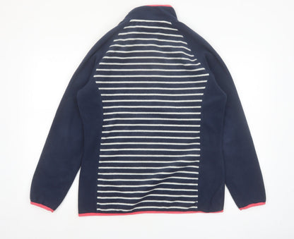 Craghoppers Women’s Navy Striped Fleece Sweatshirt UK 14 1/4 Zip Pullover