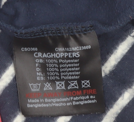 Craghoppers Women’s Navy Striped Fleece Sweatshirt UK 14 1/4 Zip Pullover