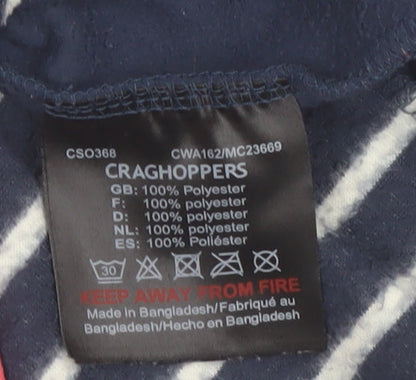 Craghoppers Women’s Navy Striped Fleece Sweatshirt UK 14 1/4 Zip Pullover