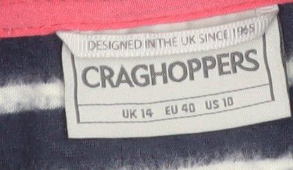 Craghoppers Women’s Navy Striped Fleece Sweatshirt UK 14 1/4 Zip Pullover