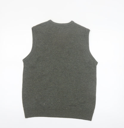 Woolworths Men Grey Lambswool V-Neck Jumper Vest Medium
