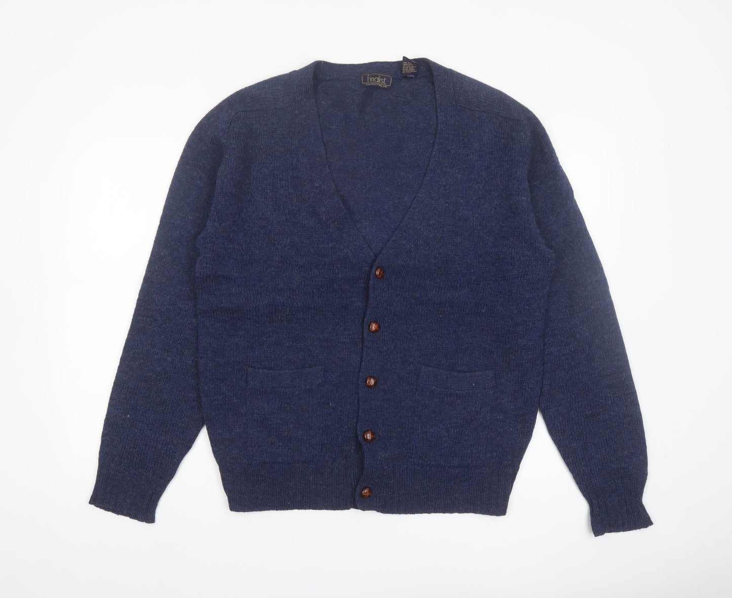 Finalist Men's Blue Wool Shetland Cardigan L Classic Knit